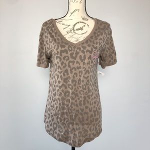3/24  Awake Animal Print V Neck Pajama Top - S